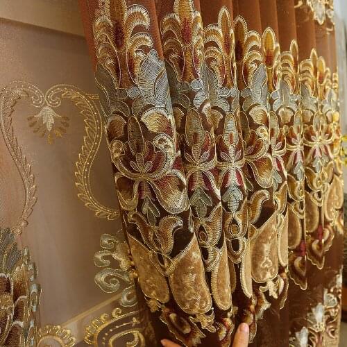 European and American Style Royal Gold Luxury curtains for Living Room window curtain Bedroom Window curtain kitchen/Hotel