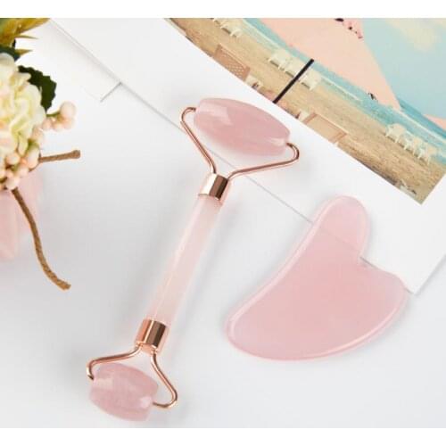Rose Resin Guasha Set Facial Roller Stone Board Massager Face Slimming Body Relax Massager Acupuncture Scraper Plate Plastic