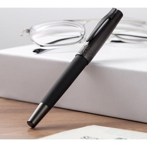 Hongdian 6013 Elegant black Metal Fountain Pen Titanium Black F/EF Nib Luxury Business Ink Pen Office School Supplies