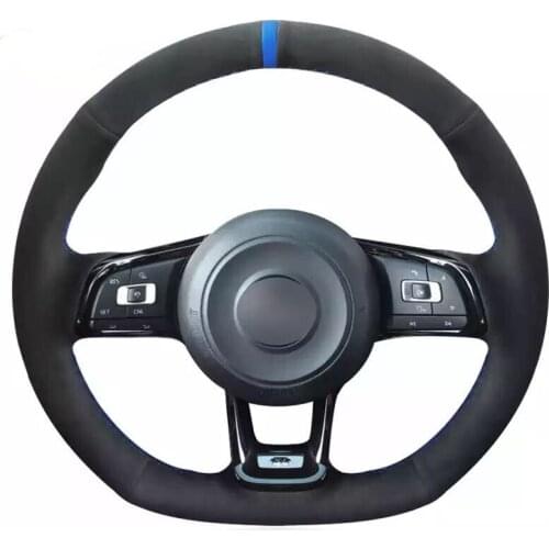 Hand Sew Car Steering Wheel Cover Black Suede for Volkswagen VW Golf 7 GTI Golf R MK7 Polo Scirocco