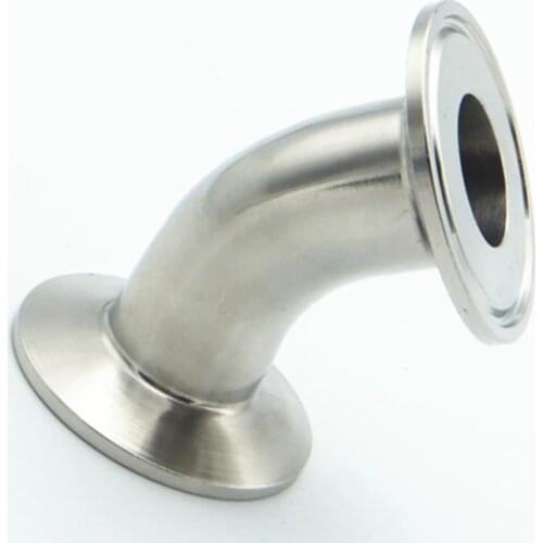 1-3/4" 45mm OD 304 Stainless Steel Sanitary Ferrule 45 Degree Elbow Pipe Fitting For Homebrew Wine Beer Brewing Fit 2" Tri Clamp