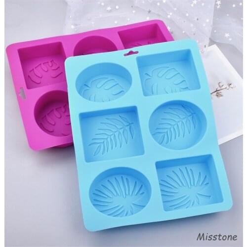 6 Hole Leaf Pattern Shape Silicone Soap Mold Rectangl Chocolate Cake Bake Handmade Crafts Ecoration Mold Childrens Toys Mold