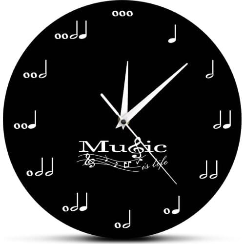 Symphony Musical Wall Clock Music Is Life Inspirational Wall Decor Treble Clef Music Studio Hanging Wall Watch Musician Gift