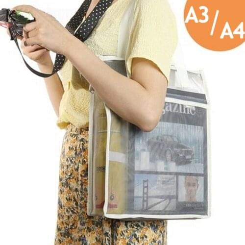 Nylon Mesh Portable Document Bag A3 A4 Paper Document File Storage Zipper Pouch Student Study Book Bag For School