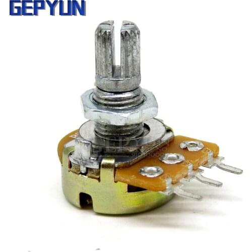 5pcs WH148 B1K B2K B5K B10K B20K B50K B100K B500K 3Pin 15mm Shaft Amplifier Dual Stereo Potentiometer 1K 2K 5K 10K 50K 100K 500K