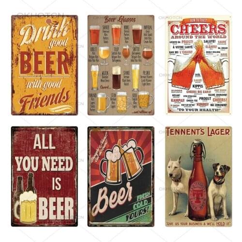 Vintage Beer Plaque Metal Tin Sign Wall Decor for Bar Pub Club Man Cave Decorative Iron Posters Retro Decorations For Home