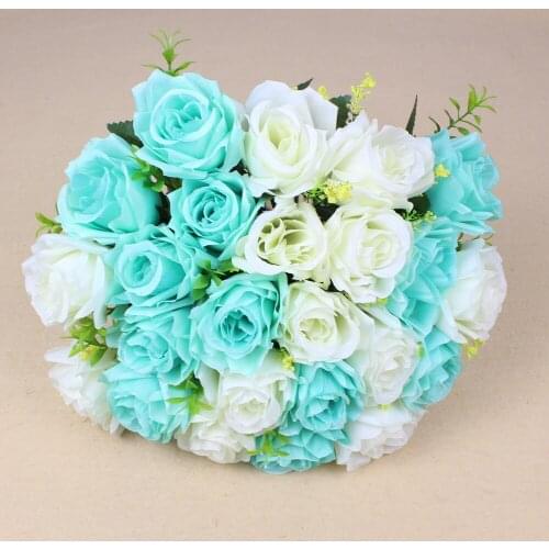 High quality 24 pcs/bunch Artificial Rose Flowers For wedding Party Home Design Bouquet Decor Rose Flowers Party Supplies