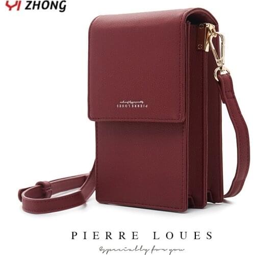 YIZHONG Leather Luxury Shoulder Bag Flap Crossbody Bags for Women Card Cell Phone Pocket Clutch Purses Female Messenger Bag
