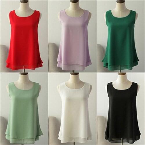 New Summer Casual Plus Size Camis Chiffon Tops Women Ruffles Loose Basic Camisole O-Neck Sexy Vest All-Match Sleveless Tops M554