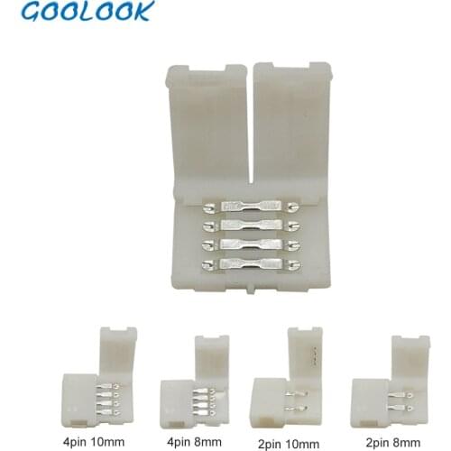 10pcs/lot, 3528 5050 LED Strip Connectors 2pin 8mm / 2pin 10mm/4pin 10mm Free Welding Connector for rgb led strip 12v 2835 5050