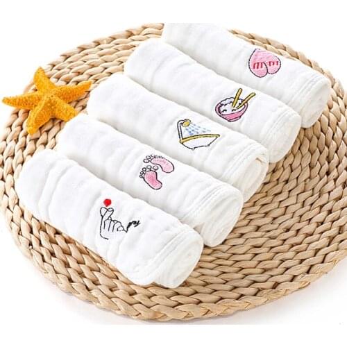 5Pcs Six-Layer Gauze Soft Saliva Wipe Face Towel Infant Baby Bibs Scarf Muslin Washcloths Boy Girl Wash Cloth Gifts