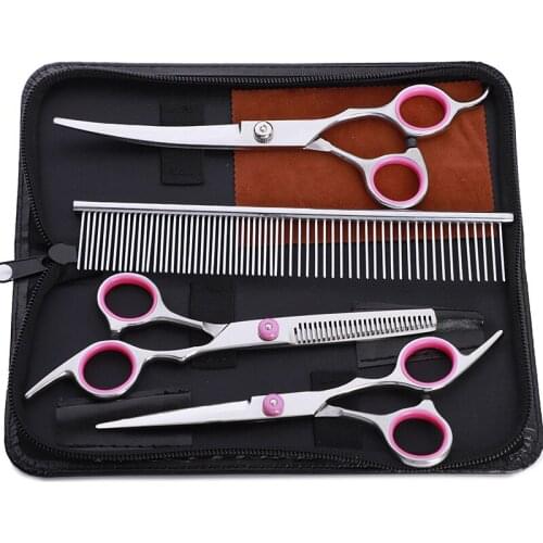 6.0 inch Professional pet scissors for cat dog grooming High Quality Straight Thinning & Curved Scissors 4pcs set
