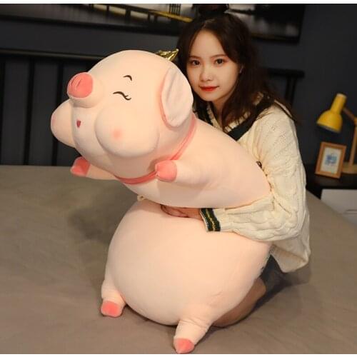 60/80CM Big Lovely Soft Down Cotton Angel Pig Plush Toy Stuffed Pink Pig Doll Baby Appease Plush Pillow Gift for Girlfriend