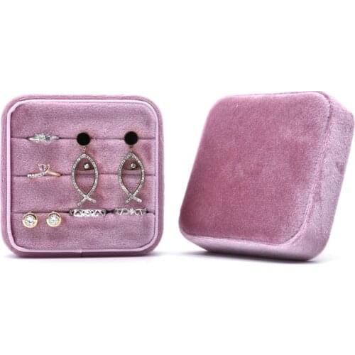 Velvet Ring Box Square Jewelry Box Valentines Day Ring Box With Detachable Lid