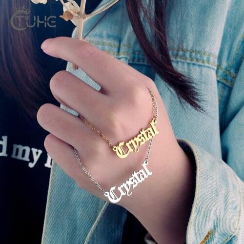 Customized Name Bracelet Old English Letters Name For Women Girls Unique Jewelry Stainless Steel Wedding Engagement Accessoires