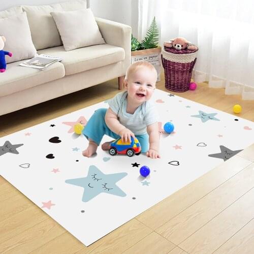 Simple Style Childrens Baby Rugs Flannel Carpet Star Smile Pattern Soft Floor Children Crawling Play Childrens Safe Carpet