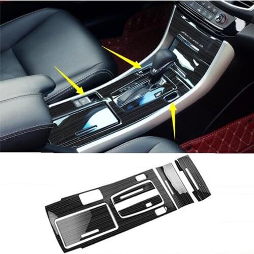 FOR Honda Accord 9.5th 2016-2017 6PCS/SET BLCAK Titanium central console Gear shift panel trim