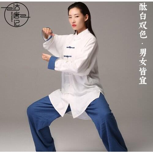 Women Tai Chi Kungfu Uniforms Chines Traditional Linen Loose Wide Leg Yoga Pant Sweatshirt Casual Martial Arts Meditation Set