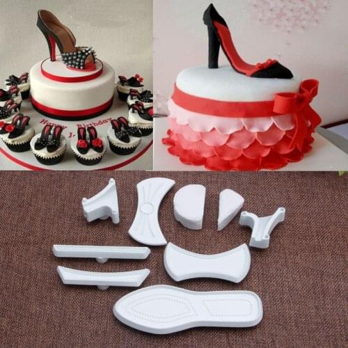 9Pcs High-Heeled Shoes Fondant Cake Cutter Mold Sugarcraft Mold Decorating Tools Bakeware