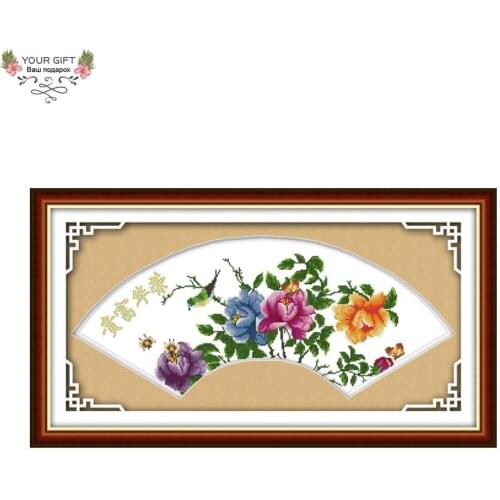 Joy Sunday H275 Free Shipping 14CT 11CT Stamped and Counted Home Decoration Splendor Peony Flowers Embroidery Cross Stitch