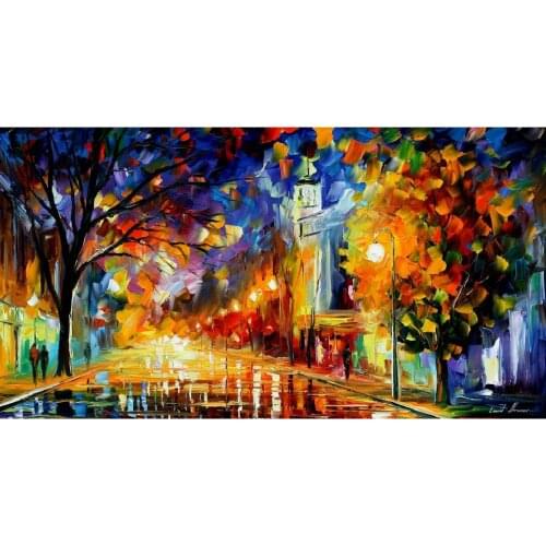 Contemporary art city of joy knife oil painting canvas beautiful landscape pictures for wall decor