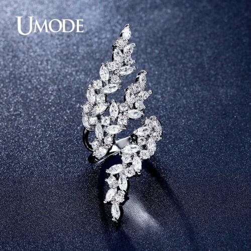 UMODE Adjustable Engagement Rings Wedding Flower Rings for Bridal Women Zircon Rings Girls Gifts Femme Fashion Jewelry UR0318