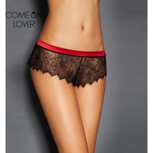 Comeonlover Lace Underwear Waist Adjustable Bandage Intimates Sexy Panties Trim Lace See Through Sexy Knickers for Women PE5134