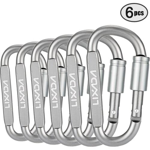 Lixada D-Shaped Carabiner Lock Heavy Duty Aluminum Alloy Carabiner Tent Rope Carabiner Backpack Hanger Carabiner