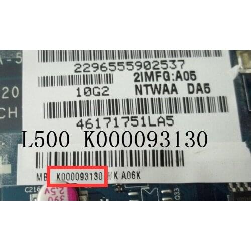 Best Quality Main board K000093130 For Toshiba L500 L550 Series LA-5322P Laptop Motherboard fully tested