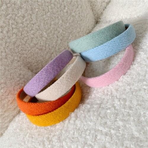 Trendy Candy Color Sweet Retro Women Cute Hairbands Vintage Knitted Hair Accessories Beige Ginger Elegant Headbands For Girls