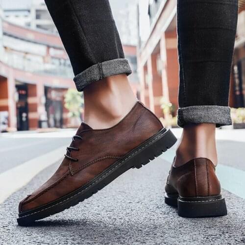 Leather shoes men lace up oxfords Fashion Casual shoes men outdoor Moccasins Handmade men shoes leather flats zapatos de hombre