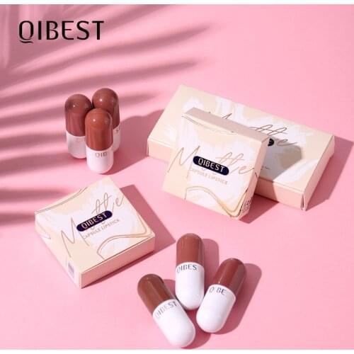 QIBEST Matte Velvet Lipstick Set Makeup Lips Cosmetics Kit Nude Lipstick Waterproof Mini Lipstick Long Lasting Makeup For Woman