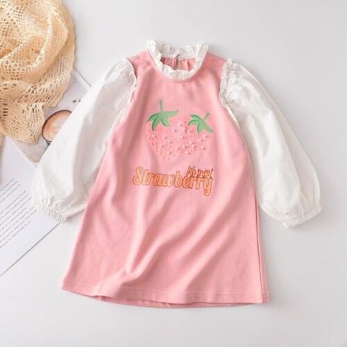 New Fashion Girl Party Cute Dresses Girls Casual Dress Stawberry Pearl Sweet Costumes Cute Outfits Clothing 2 7Y
