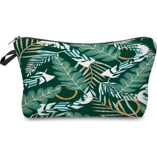 New Green Leaves Printed Makeup Bags Foldable Cosmetic Bags For Women Multifunction Durable Student Pencil Bag Mini Storage Bag