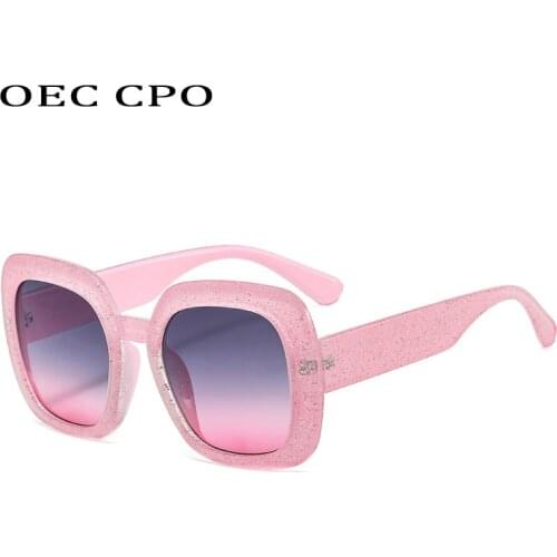 OEC CPO Trendy Square Sunglasses Women 2021 New Fashion Oversized Pink Black Sun Glasses Female Gradient Vintage Shades Eyewear
