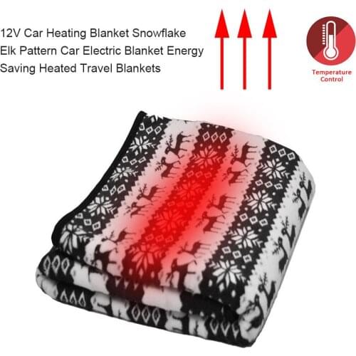 12V Car Heating Blanket Snowflake Elk Pattern Car Electric Blanket Energy Saving Heated Travel Blankets Temperature Adjustment