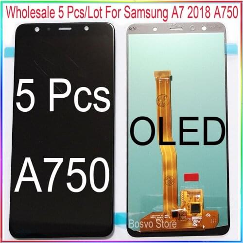 Wholesale 5 Pcs/Lot OLED for Samsung A7 2018 A750 LCD Screen display with touch Digitizer assembly OLED
