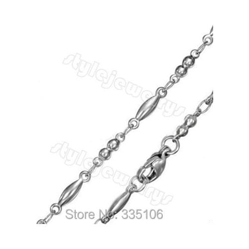 Wholesale 2.4mm Silver Oval Ball Link Necklaces Chain Stainless Steel Jewelry Fashion Women Necklace Lobster Clasp SCH0013