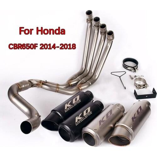 Full Exhaust System for Honda CBR650F 2014-2018 Motorcycle Exhaust Pipe Header Middle Link Pipe Slip On 51mm Mufflers Escape
