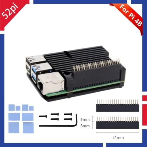 Raspberry Pi Aluminum Alloy CNC Armor Case 40 Pin Header Gray Black Passive Cooling Metal Enclosure for Raspberry Pi 4B