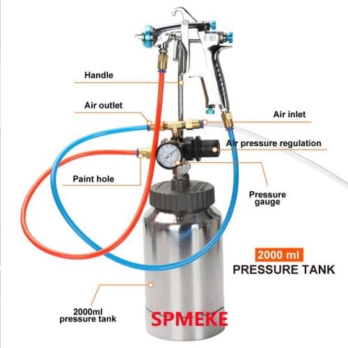Sprayer Equipment Pressure Tank and Spray Gun Assembly Set W101 Gun and 2 Liter Tank System