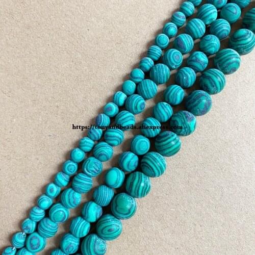Synthetic Stone Matte Green Malachite Round Loose Beads 15" Strand 4 6 8 10 12MM Pick Size For Jewelry Making DIY