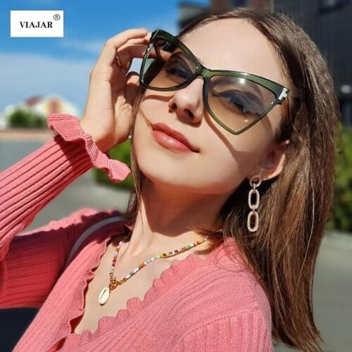 2021 New Cat Eye Sunglasses Women Men Green 2021 Classic Vintage T letter decoration Eyewear Oversized Frame Gradient Lens UV400