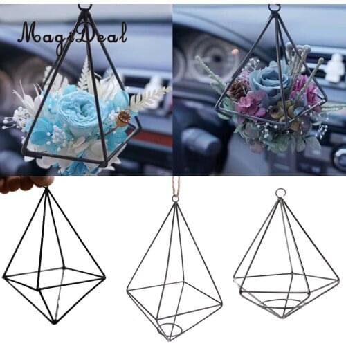 MagiDeal Rustic Freestanding Hanging Metal Frame Air Plants Rack Holder Floral Flower Plants Perspective Geometric Frame