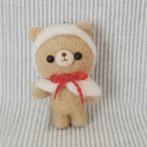 Non Finished Felt Kit Cartoon Cute Gentle Brown Bear Wool Felting Toy Doll Wool Felt Poked Kitting DIY Package Non-Finished