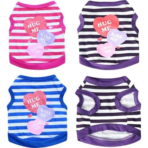 Pet Dog Clothes Summer Shirt For Small Puppy Dogs Lovely Cool Soft Cotton Dog Striped Vest Clothes Pet Cat Clothing