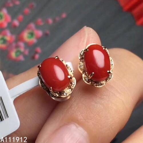 KJJEAXCMY fine jewelry natural red coral 925 sterling silver women earrings new Ear Studs support test trendy