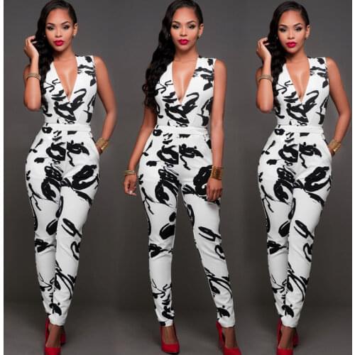 Hirigin New Fashion Women Clubwear Playsuit Sleeveless Bodycon Party Jumpsuit Women V-neck Clothes Romper Long Pant Trouser