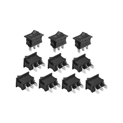 Free shipping!10 x Black AC 250V 8A 125V 10A 18mm x 11mm Mounting ON-OFF Boat Rocker Switches
