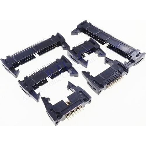 10pcs 0.10" 2.54 mm 10 Position 16 20 26 30 34 40 50 64 Pin Ejector Header Connector Male IDC Type Latch Lock 1.27mm Cable